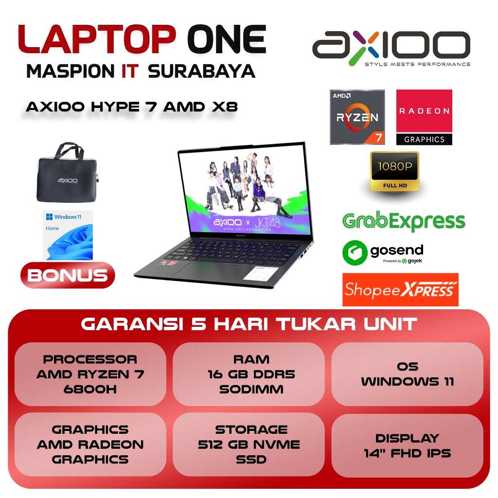 Jual AXIOO HYPE 7 AMD X8 RYZEN 7 6800H 16GB 512GB W11 14.0FHD IPS BLIT ...