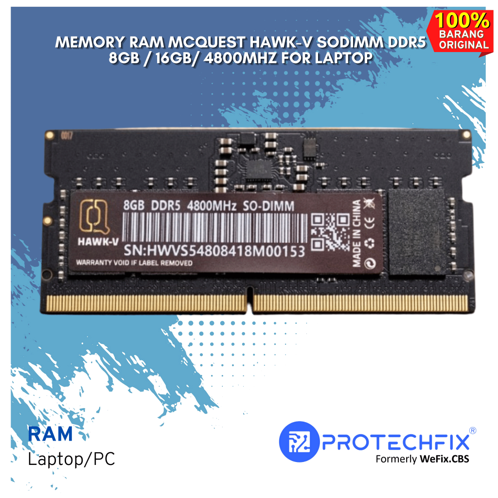 Jual Memory RAM MCQUEST HAWK-V SODIMM DDR5 8GB / 16GB 4800MHZ for ...