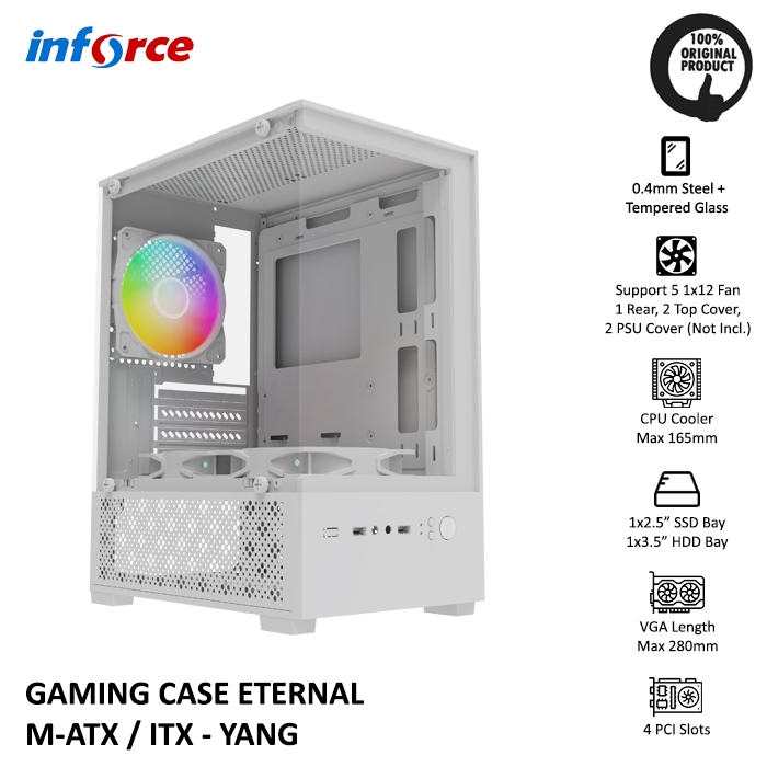 Jual Inforce PC Gaming Case Eternal Tempered Glass Black / White + 3 ...