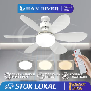 HAN RIVER 52CM Kipas Angin Plafon 40W 2in1 Lampu Kipas Angin LED E27 Multifungsi Dengan Peredupan Remote Control
