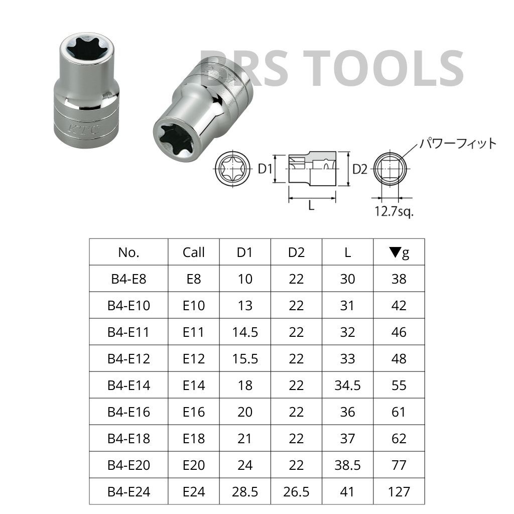 Jual KTC Mata Kunci Socket Torx Tipe E 1/2