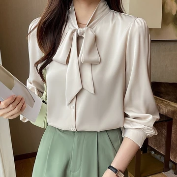 Blouse Satin Wanita Blouse Yoona Kemeja Kantor Lengan Panjang Polos Blouse Korean Import