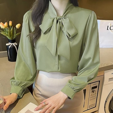 Blouse Satin Wanita Blouse Yoona Kemeja Kantor Lengan Panjang Polos Blouse Korean Import