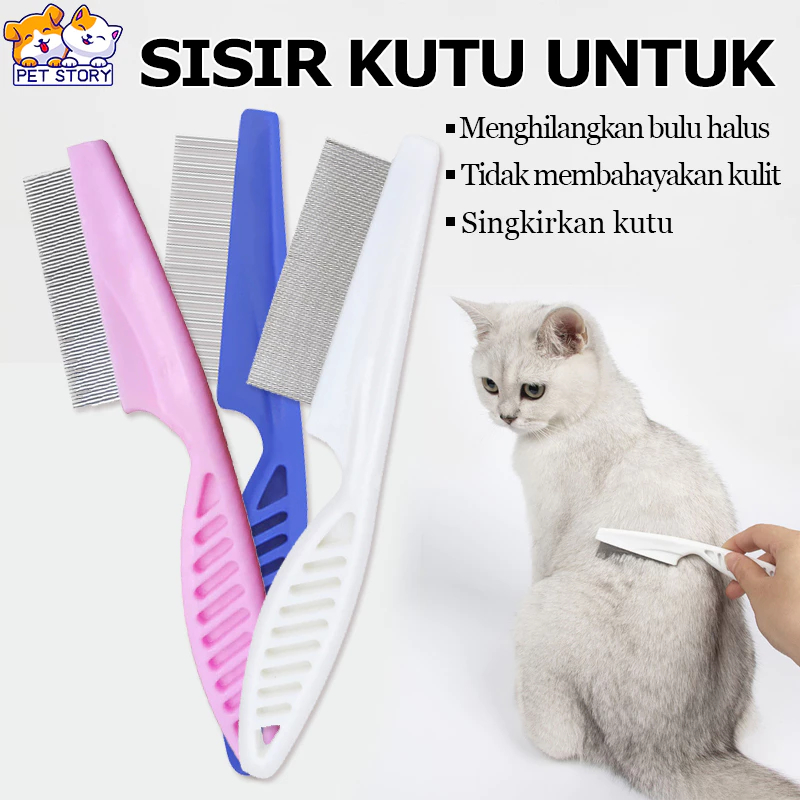 Jual Sisir Kutu Kucing Dan Telurnya Grooming Hewan Serit Logam Gagang ...