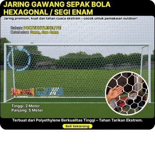 Jual Jaring Gawang Sepak Bola Standar Internasional – Hexagonal, Tebal ...