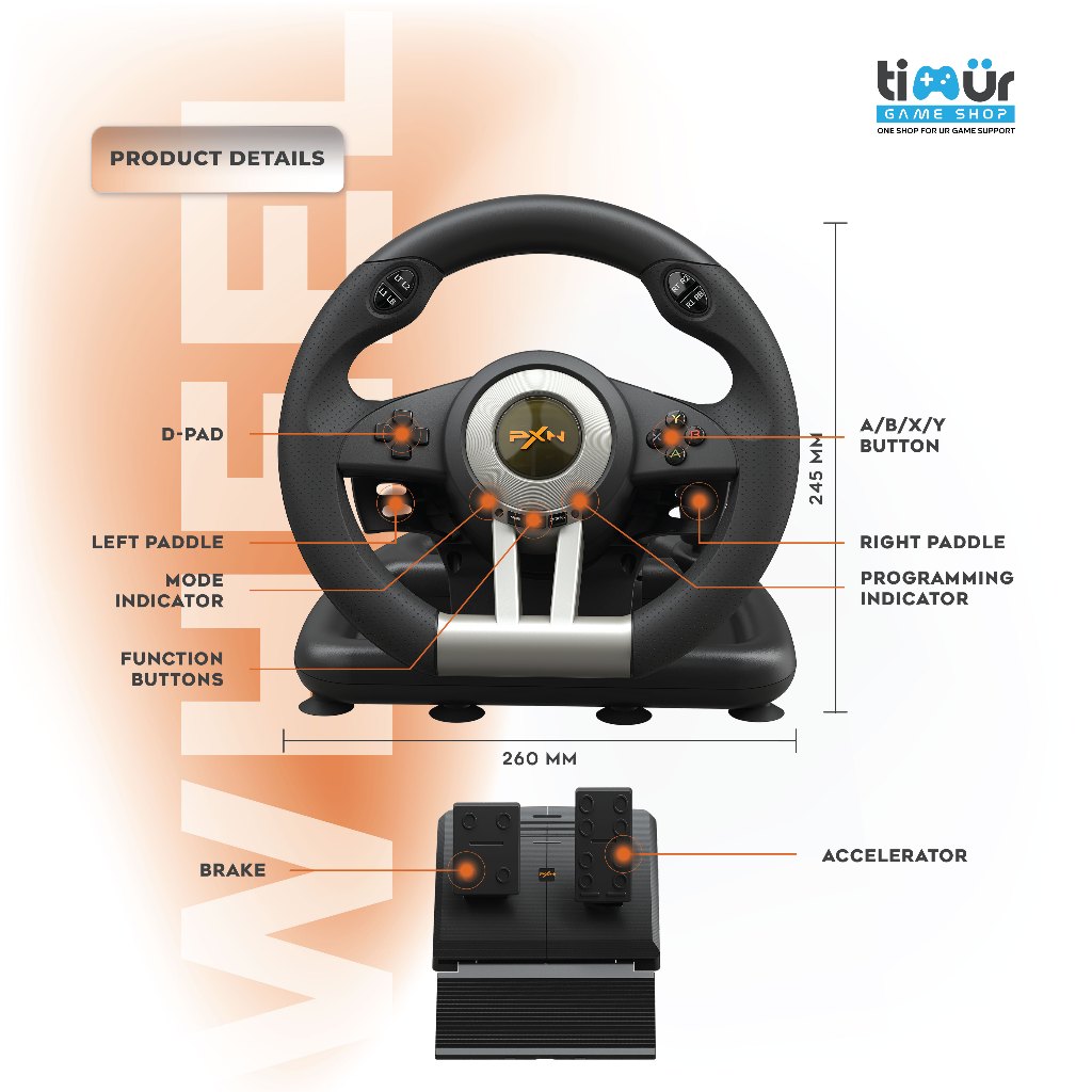 Jual PXN V3 Pro Steering Wheel Racing Stir Setir PS3 PS4 PC Laptop ...