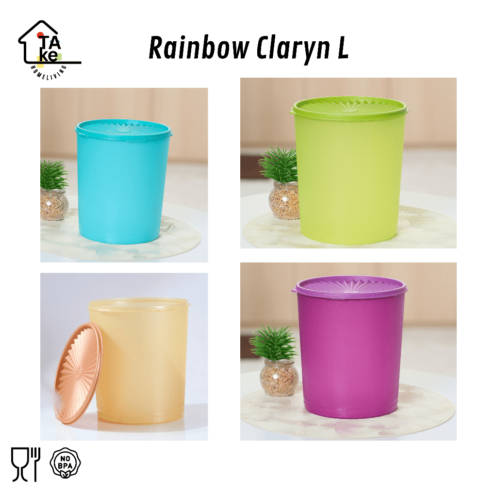 Jual Take.Homeliving Paket Toples 5 Liter Rainbow Claryn set of 4 pcs ...