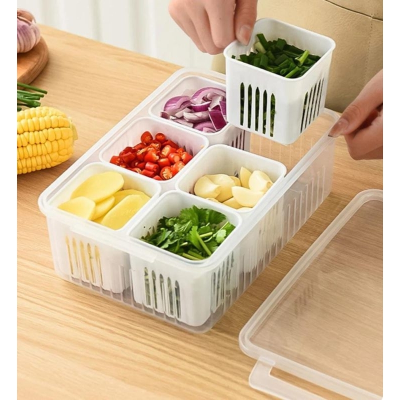 Jual Kotak Makan Kontainer Makanan Kulkas 6 Grid / Food Container 6 ...