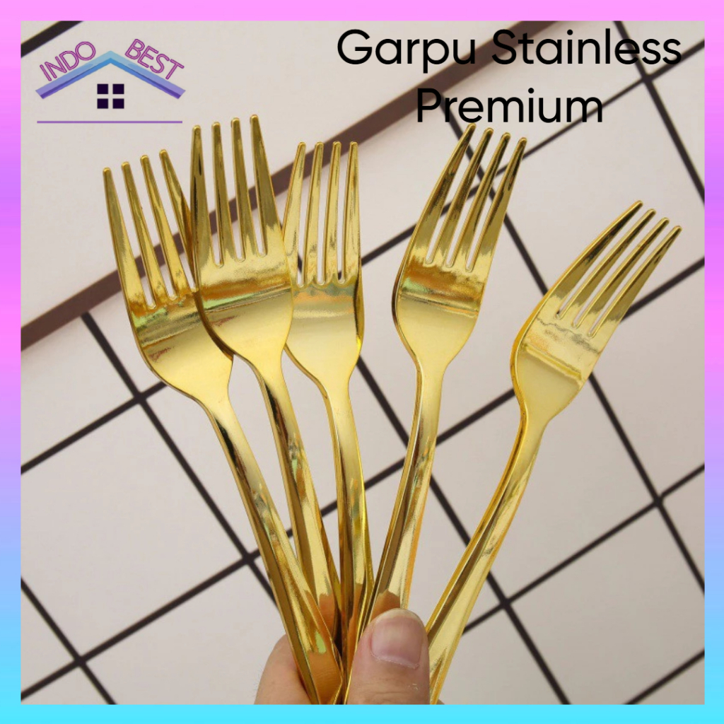 Jual Indoboss | Garpu Stainless Premium Estetik | Gold Silver Alat ...