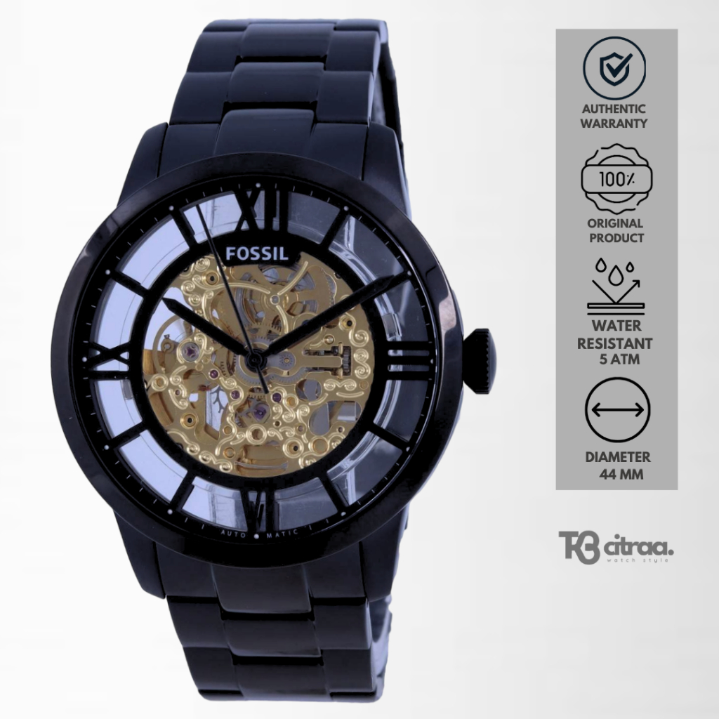 Jual Jam Tangan Fossil Automatic Pria Townsman Hitam Stainless Steel ...