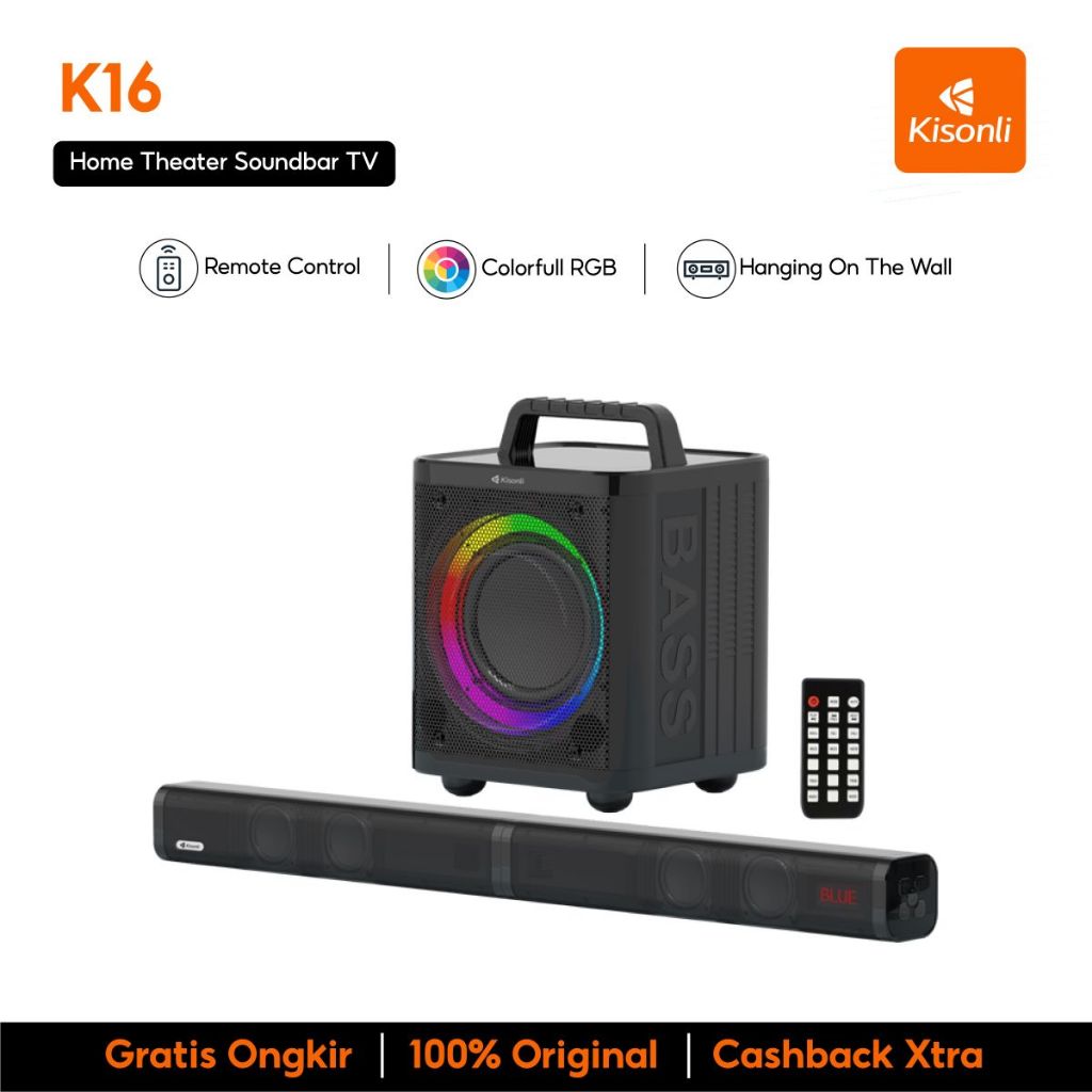 Jual KISONLI Speaker TV Bluetooth Soundbar 120W K16 Speaker Wireless ...