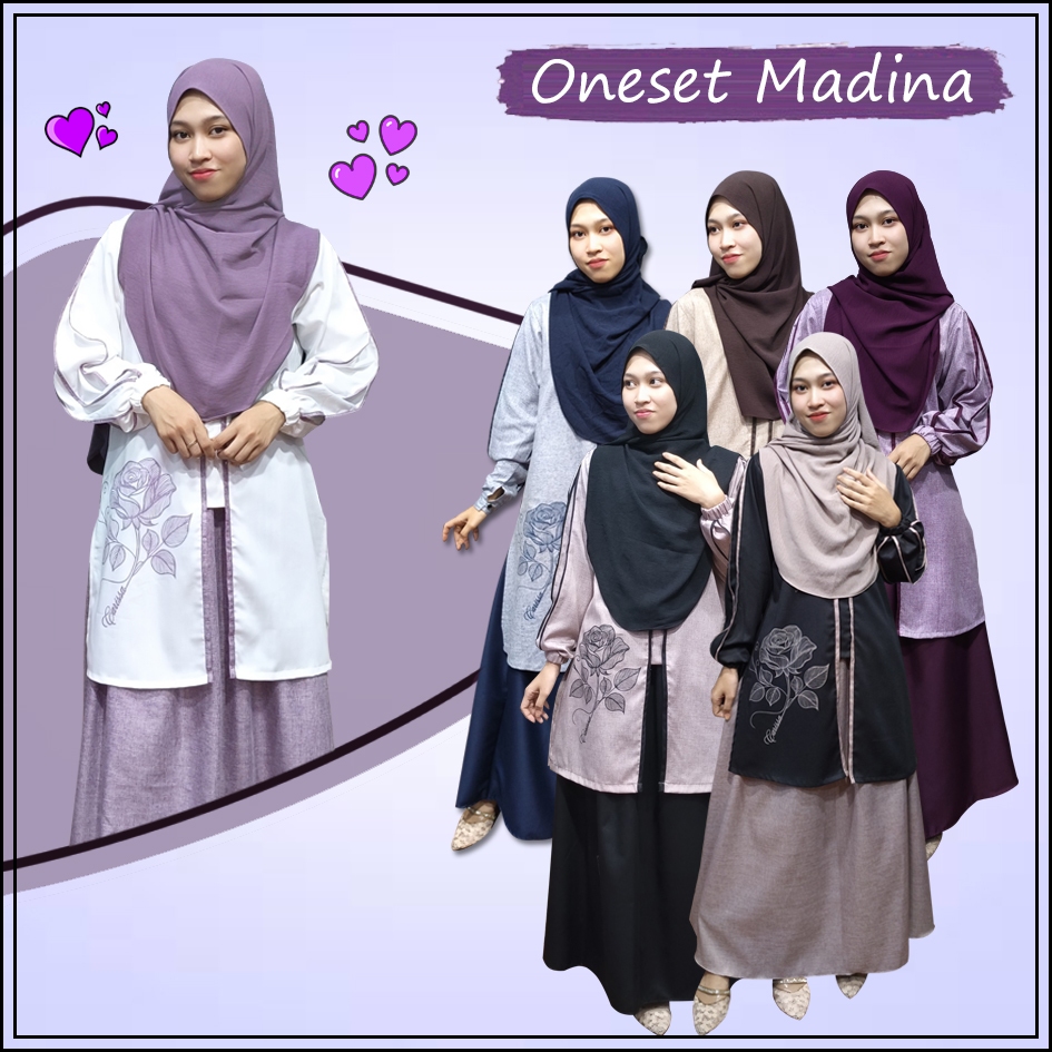 Jual (CRS) Gamis Oneset Madina Exclusive (Tunik + Rok) | Shopee Indonesia