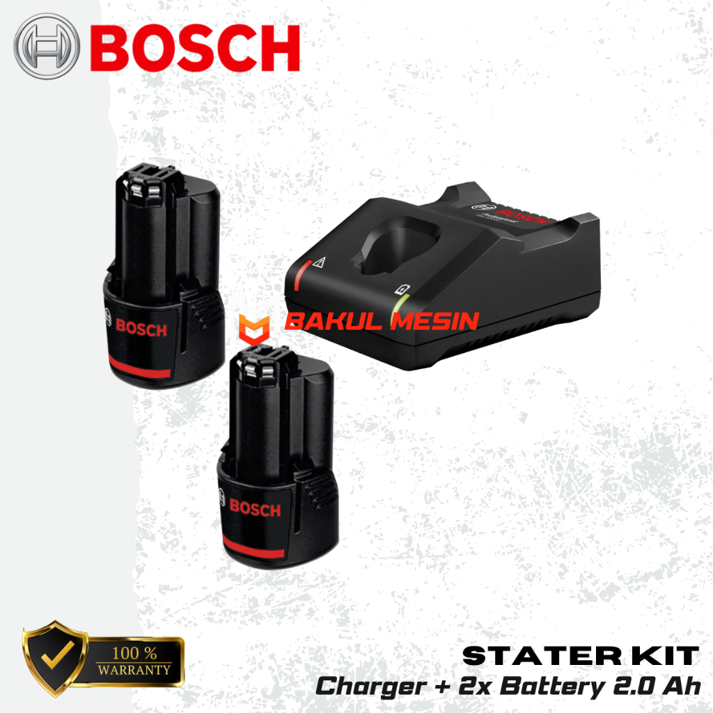 Lot Bosch : 2 Batteries 12V 2,0 Ah + Chargeur Rapide GAL 12V-40 (Réf. 1600A019R8) - NEUF
