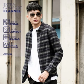 OXCON Kemeja Flannel Cotton Tangan Panjang Veterano Shadow Deep Purple