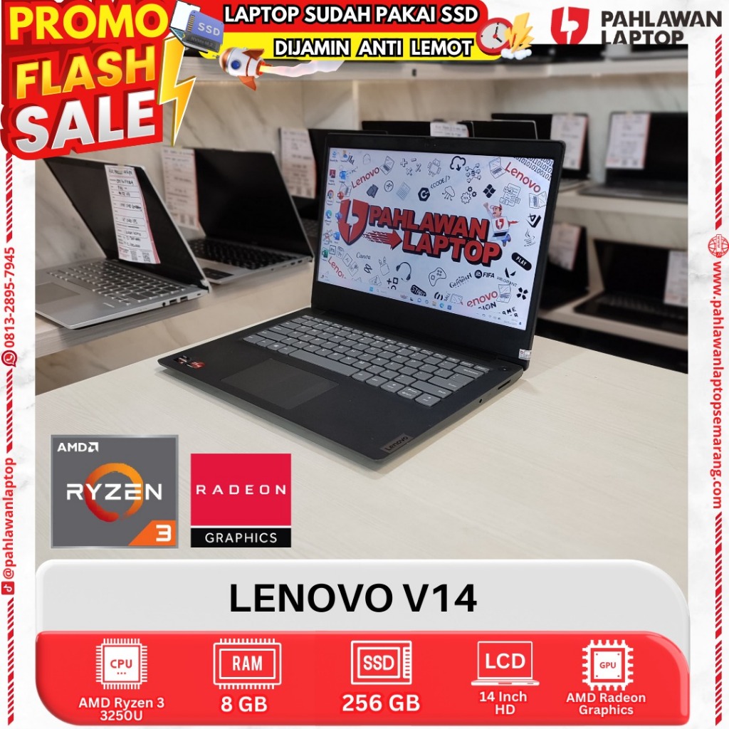 Jual LAPTOP LENOVO V14 AMD Ryzen 3 RAM 8GB SSD 256GB | Shopee Indonesia