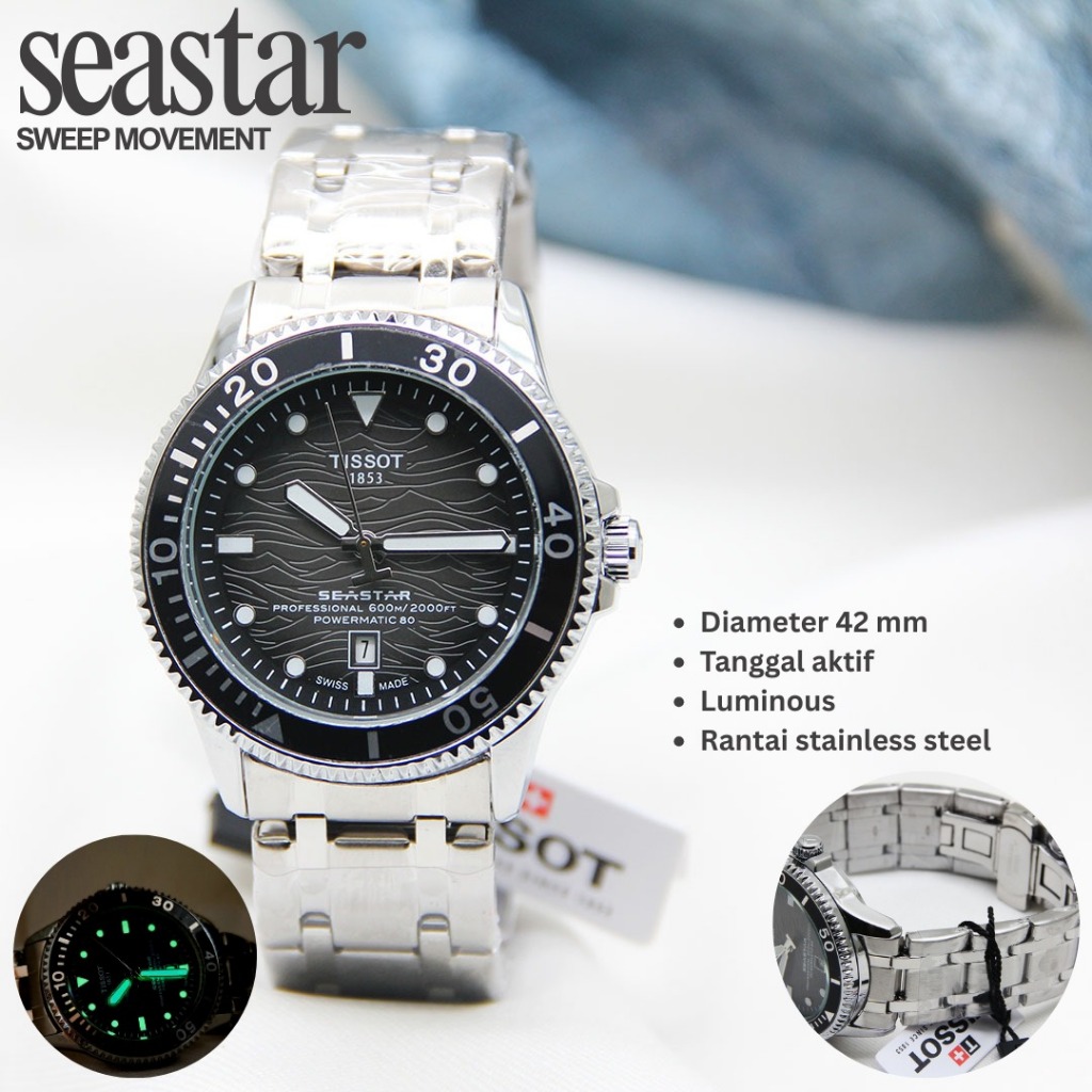 Jual Jam Tangan Sultan Pria Tissot Seastar Sweep Movement Stainless ...