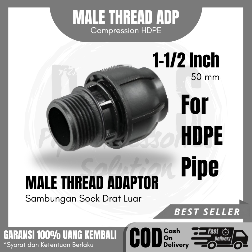 Jual Male Thread Adp SDL Sock Drat Luar Compression 50mm atau 1-1/2 ...