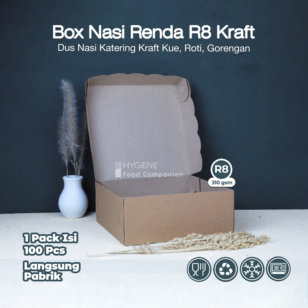 Jual Box Dus Nasi Kraft Renda R8 18x18 Kotak Katering 310gsm | Shopee ...