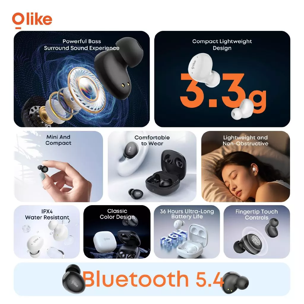 OLIKE TWS T402 Powerful Bass And Comfortable Design | True Wireless Bluetooth In-ear | Wireless Earbuds