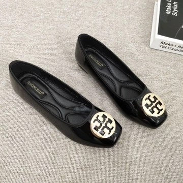 Simoncelli Sepatu Big Size Dan Normal 36 44 Wanita Flatshoes Mutiara Polos Sepatu Kerja Hitam
