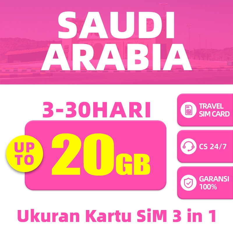 Jual Arab Saudi 3-30 hari Kuota 3-20GB kartu SIM perjalanan | Shopee ...
