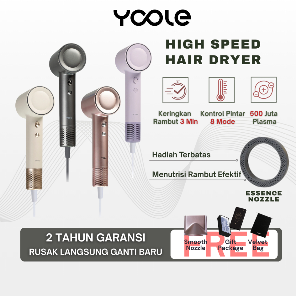 Jual [Ready Stok] YOOLE High Speed Hair Dryer S+ 500 Juta lon Plasma l ...