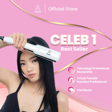 GARANSI 18 BULAN • Catokan Hasil Lurus Berkilau AIUEO Celeb 1 957 Alat Catok Meluruskan Rambut