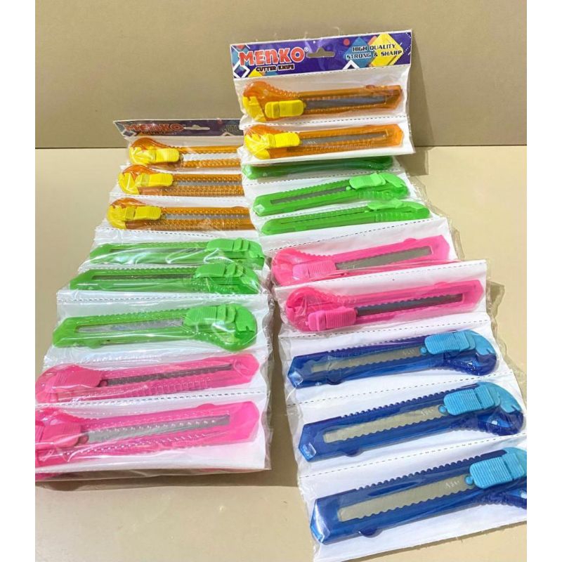 Jual [12 Pcs] Cutter Besar Renteng Tajam / Cutter Warna / Serbaguna ...
