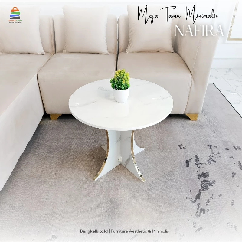 Nafira Meja Tamu Minimalis Meja Ruang Tamu Meja Aesthetic Meja Estetik Meja Bulat Meja Sofa