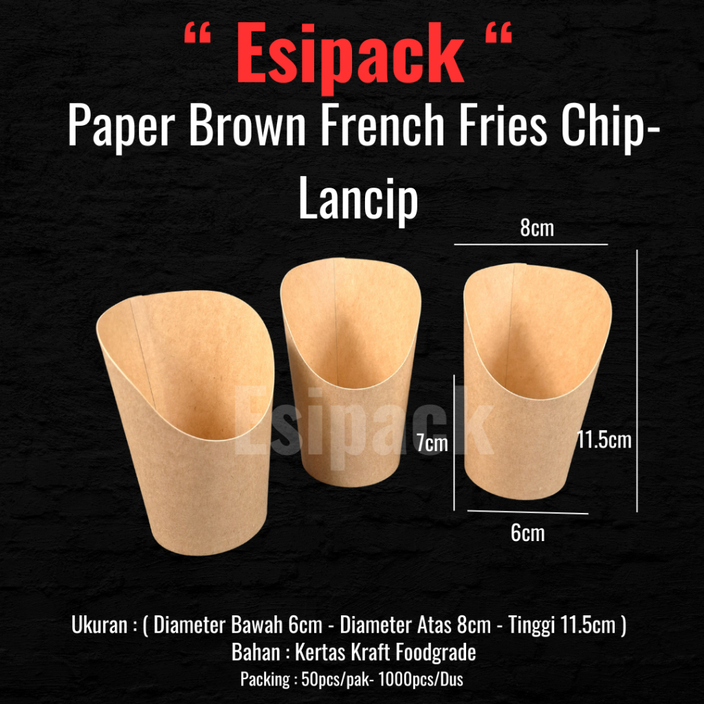 Jual Paper Cup French Fries Lunch Box Kertas Kotak Snack Box (50pcs ...