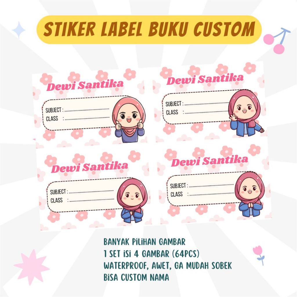 Jual 32PCS Stiker Mapel Nama Buku/ Label Buku Sekolah Laminasi ...