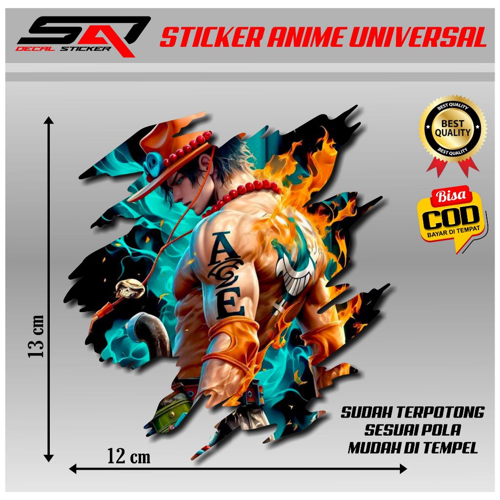 Jual (COD) Sticker Anime One Piece Universal Sudah Princut Siap Tempel ...