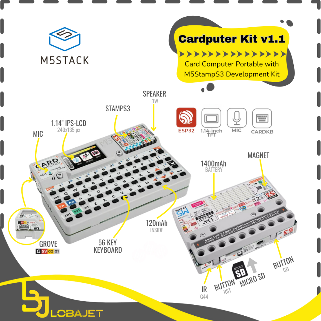 Jual M5STACK Cardputer Kit v1.1 - Card Computer Portable with M5StampS3 ...