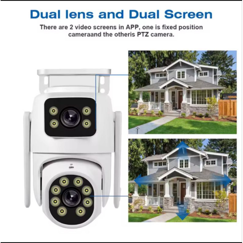 Jual IP Camera ICSEE Dual-Lens with Dual Screen Auto Tracking PTZ WIFI ...