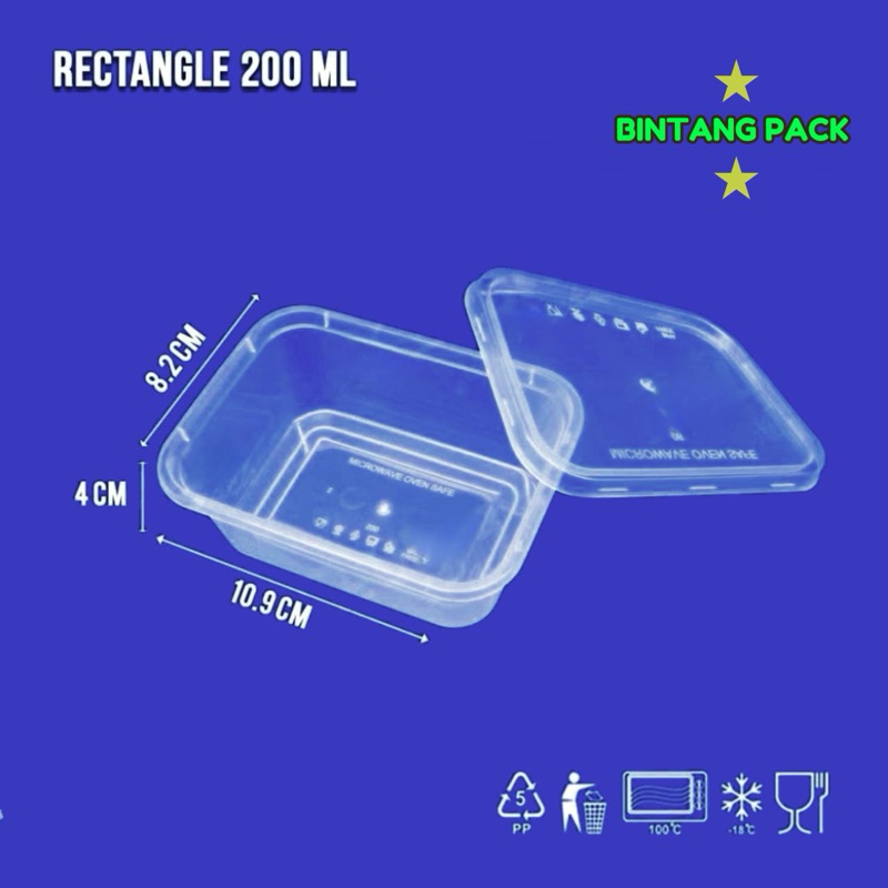 Jual (1 PACK ISI 25 Pcs) Thinwall Rectangle 200 ML / Kotak Makan ...