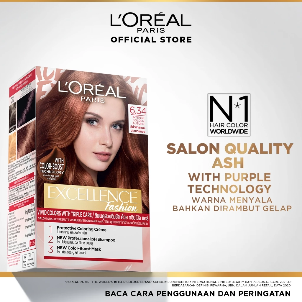 L'Oreal Paris Excellence Fashion Sparkling Visible Hair Color #6.34 - foto 1