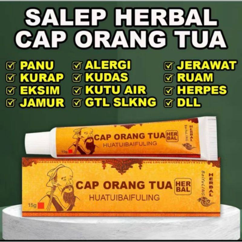 Salep Gatal Herbal Cap Orang Tua HUATUOBAIFULING Original 100% Atasi Masalah Gatal Kulit Alergi Kurap Kudis Jerawat