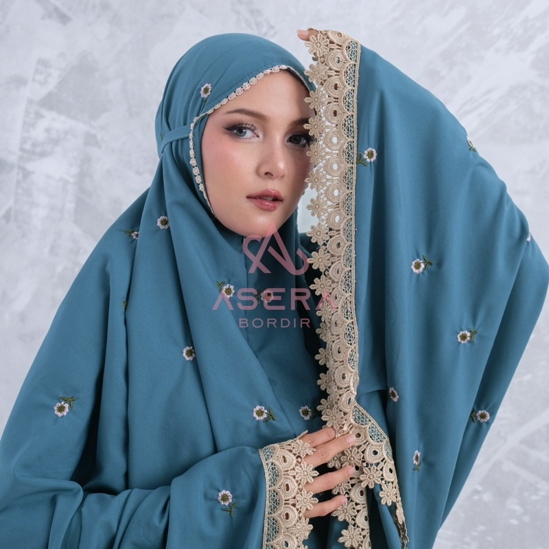 ASERA - Mukena Dewasa 2in 1 Inayah Bordir Jumbo Katun Premium