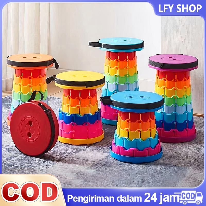 Kursi Lipat Teleskopik Portable Bangku Lipat Anti Slip untuk Outdoor Camping dan Memancin