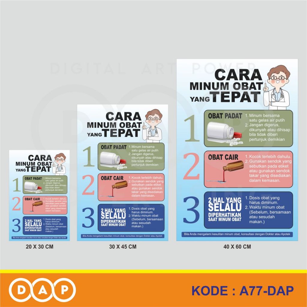 Jual A77 - Acrylic Sign, Stiker Akrilik Cara Minum Obat yang Benar dan ...