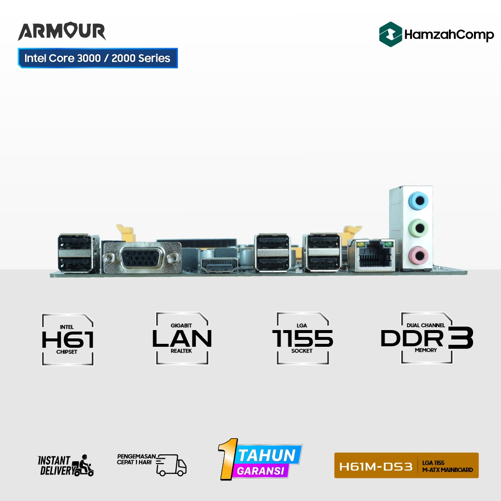 Jual Motherboard H61M DS3 NVME DDR3 Intel Socket 1155 MATX Motherboard ...
