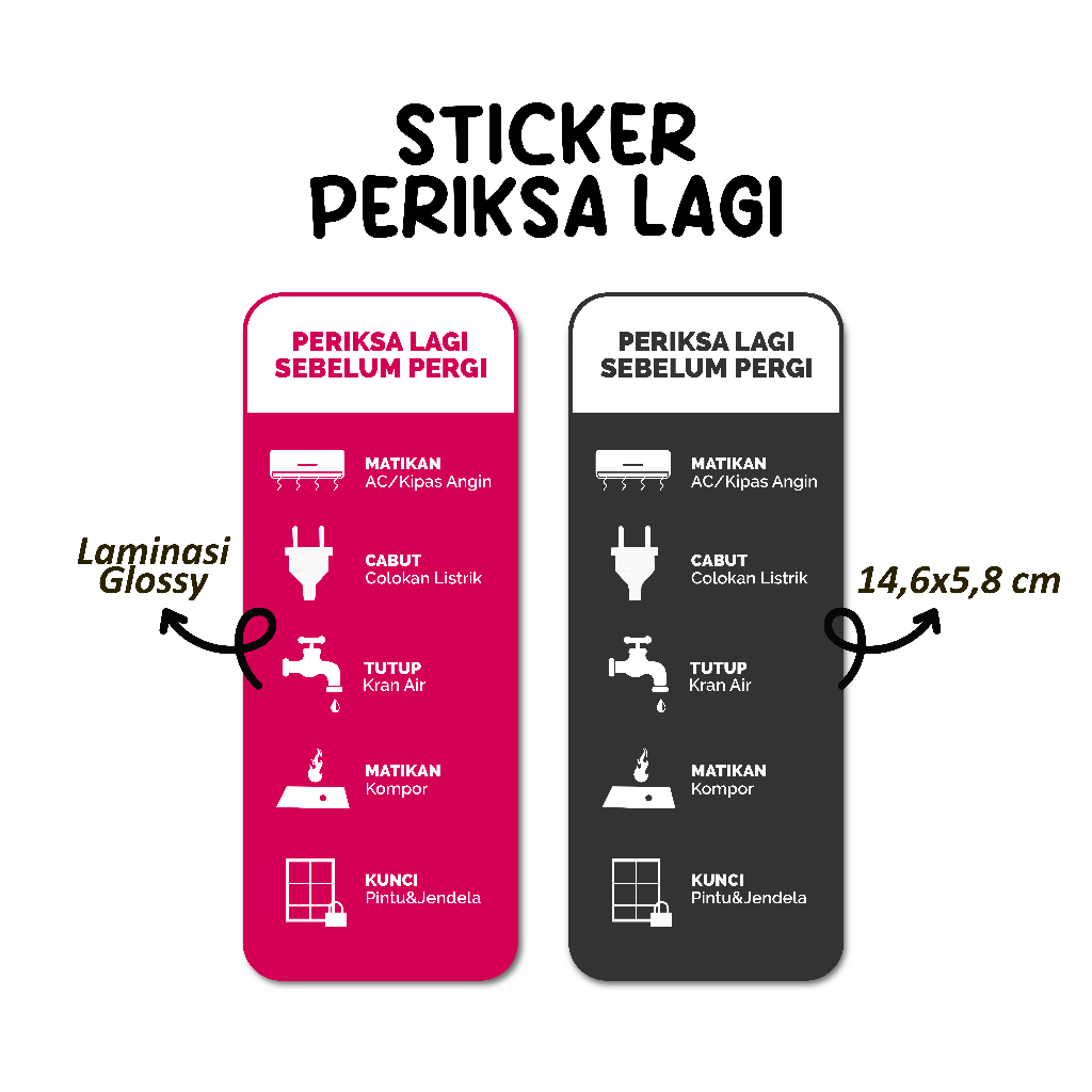 Jual Sticker Periksa Lagi Sebelum Pergi Dari Rumah Stiker Aman Matikan ...