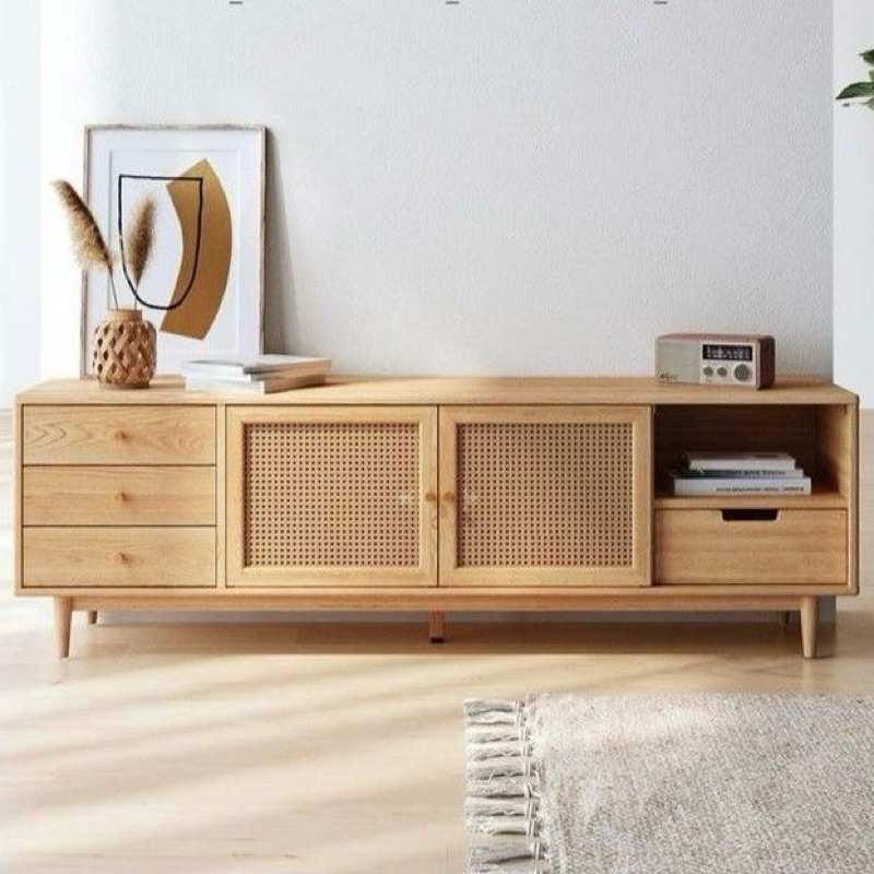 Jual Buffet TV Retro Minimalis Kombinasi Rotan | Shopee Indonesia