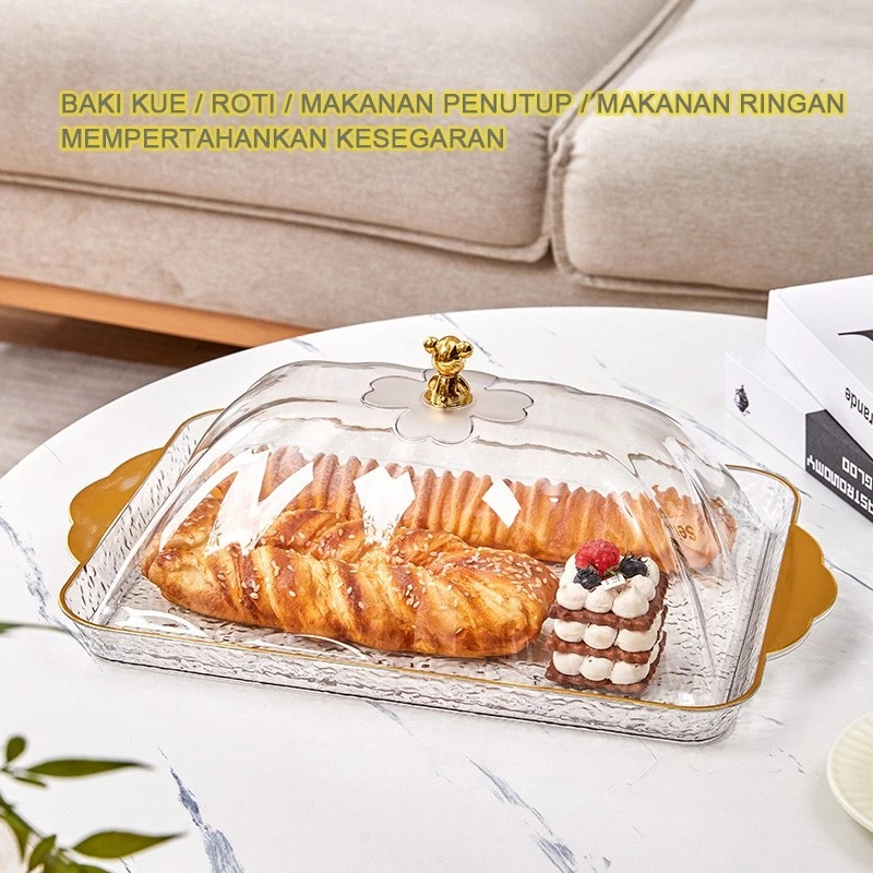 Jual Set Nampan dan Tutup Roti Emas Mewah Aesthetic - Wadah Saji Kotak ...