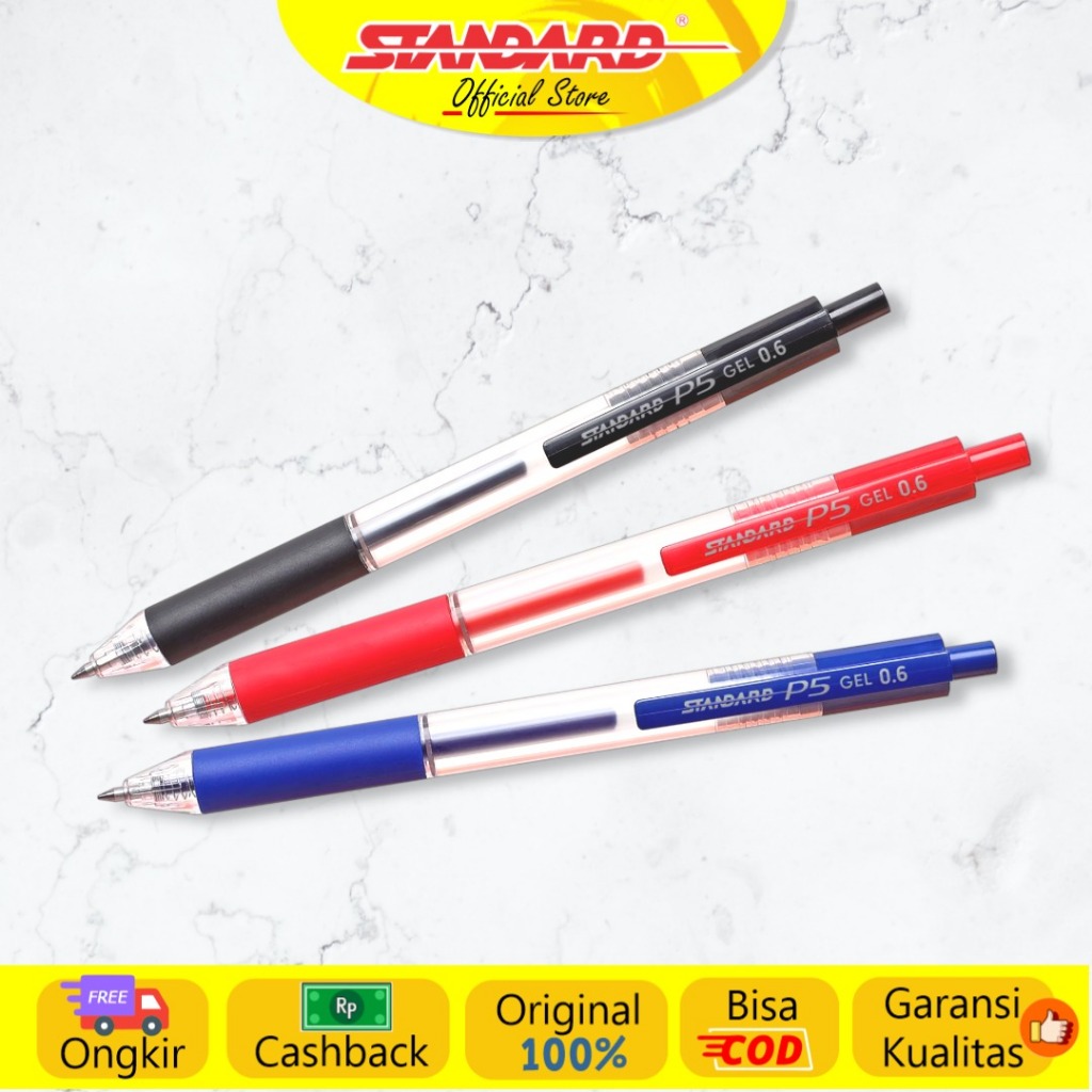 Standard - Pulpen P5 0.6 Gel  ( Alat Tulis / Pen / Ballpoint / Pena ) (6)