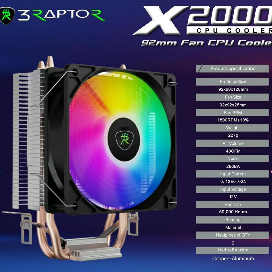 Jual FAN COOLER PROCESSOR RAPTOR X2000 RGB LGA 1700 Resmi | Shopee ...