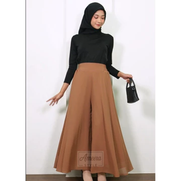 Celana Kulot Wanita Panjang Payung Jumbo Full Puring Ceruty Pakaian Bawahan Fashion Muslim