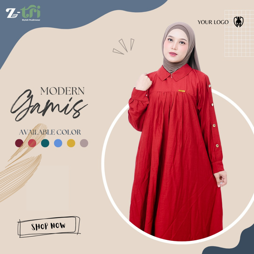 Jual Z-tri Gamis Polos Lengan Panjang Elegan Dress Wanita Simpel Bahan ...