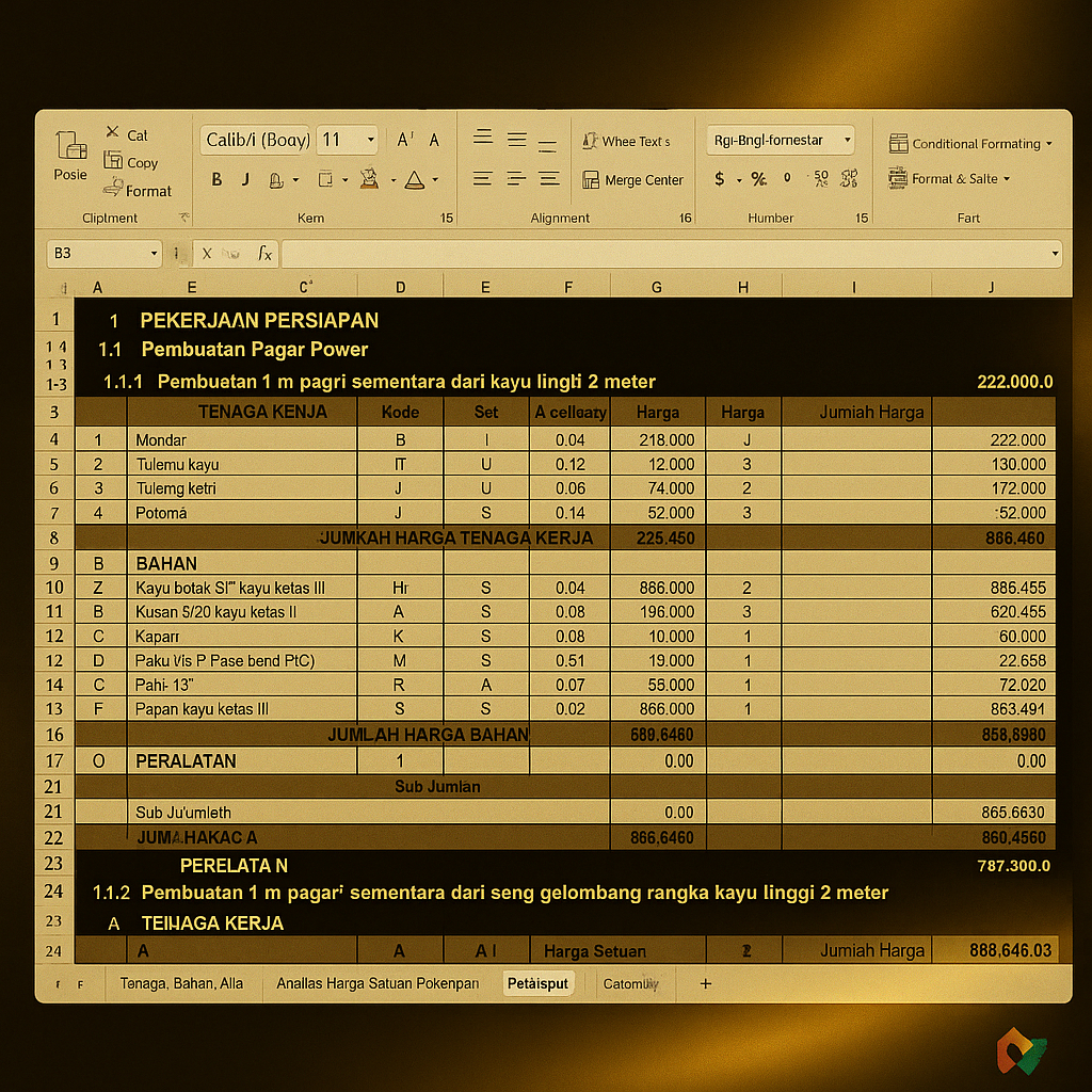 Jual (AHSP) Analisis Harga Satuan Pekerjaan Tahun 2025 Format Excel ...
