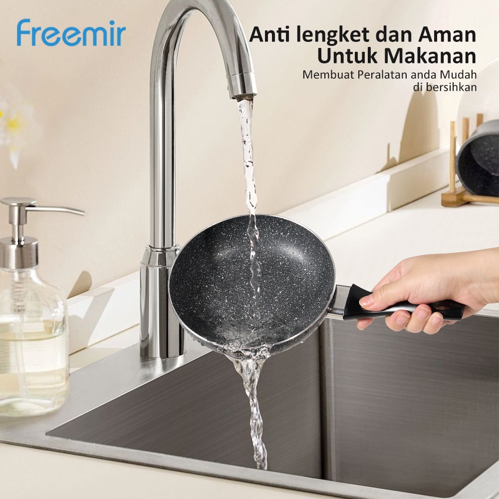 Jual [Surabaya] freemir Frying Pan Teflon Granite Hitam 16/20/24cm Anti ...